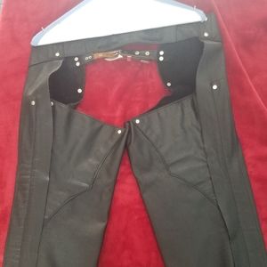 Men's black weather chaps